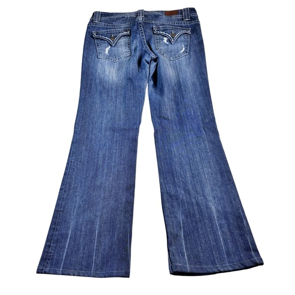 Vigoss Collection Womens Jeans Blue Denim 11 Bootcut Distressed Mid Rise Zip Fly - Picture 3 of 16